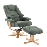 Scandi Fabric Swivel Recliner Chair with Footstool - Pendle Village Furniture